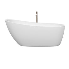 Load image into Gallery viewer, Wyndham Collection Bathtub Wyndham Collection WCBTO85968ATP11BN Florence 68 Inch Freestanding Bathtub in White with Floor Mounted Faucet, Drain and Overflow Trim in Brushed Nickel