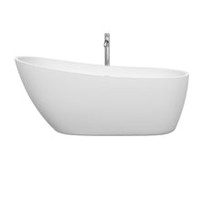 Load image into Gallery viewer, Wyndham Collection Bathtub Wyndham Collection WCBTO85968ATP11PC Florence 68 Inch Freestanding Bathtub in White with Floor Mounted Faucet, Drain and Overflow Trim in Polished Chrome