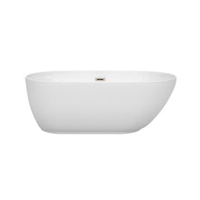 Load image into Gallery viewer, Wyndham Collection Bathtub Wyndham Collection WCOBT100060BNTRIM Melissa 60 Inch Freestanding Bathtub in White with Brushed Nickel Drain and Overflow Trim