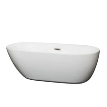 Load image into Gallery viewer, Wyndham Collection Bathtub Wyndham Collection WCOBT100065BNTRIM Melissa 65 Inch Freestanding Bathtub in White with Brushed Nickel Drain and Overflow Trim
