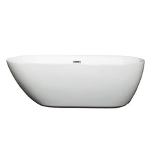 Load image into Gallery viewer, Wyndham Collection Bathtub Wyndham Collection WCOBT100065BNTRIM Melissa 65 Inch Freestanding Bathtub in White with Brushed Nickel Drain and Overflow Trim