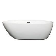 Load image into Gallery viewer, Wyndham Collection Bathtub Wyndham Collection WCOBT100065MBTRIM Melissa 65 Inch Freestanding Bathtub in White with Matte Black Drain and Overflow Trim