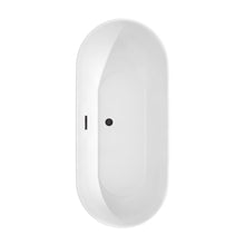 Load image into Gallery viewer, Wyndham Collection Bathtub Wyndham Collection WCOBT100065MBTRIM Melissa 65 Inch Freestanding Bathtub in White with Matte Black Drain and Overflow Trim