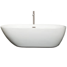 Load image into Gallery viewer, Wyndham Collection Bathtub Wyndham Collection WCOBT100071ATP11BN Melissa 71 Inch Freestanding Bathtub in White with Floor Mounted Faucet, Drain and Overflow Trim in Brushed Nickel