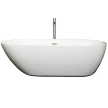 Load image into Gallery viewer, Wyndham Collection Bathtub Wyndham Collection WCOBT100071ATP11PC Melissa 71 Inch Freestanding Bathtub in White with Floor Mounted Faucet, Drain and Overflow Trim in Polished Chrome