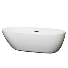 Load image into Gallery viewer, Wyndham Collection Bathtub Wyndham Collection WCOBT100071MBTRIM Melissa 71 Inch Freestanding Bathtub in White with Matte Black Drain and Overflow Trim