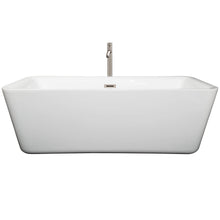 Load image into Gallery viewer, Wyndham Collection Bathtub Wyndham Collection WCOBT100169ATP11BN Emily 69 Inch Freestanding Bathtub in White with Floor Mounted Faucet, Drain and Overflow Trim in Brushed Nickel