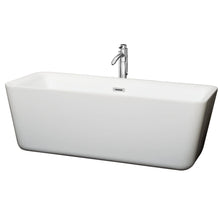 Load image into Gallery viewer, Wyndham Collection Bathtub Wyndham Collection WCOBT100169ATP11PC Emily 69 Inch Freestanding Bathtub in White with Floor Mounted Faucet, Drain and Overflow Trim in Polished Chrome