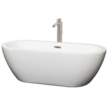Load image into Gallery viewer, Wyndham Collection Bathtub Wyndham Collection WCOBT100268ATP11BN Soho 68 Inch Freestanding Bathtub in White with Floor Mounted Faucet, Drain and Overflow Trim in Brushed Nickel