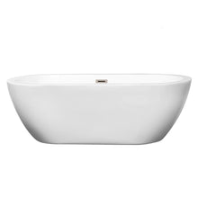 Load image into Gallery viewer, Wyndham Collection Bathtub Wyndham Collection WCOBT100268BNTRIM Soho 68 Inch Freestanding Bathtub in White with Brushed Nickel Drain and Overflow Trim