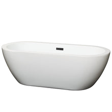 Load image into Gallery viewer, Wyndham Collection Bathtub Wyndham Collection WCOBT100268MBTRIM Soho 68 Inch Freestanding Bathtub in White with Matte Black Drain and Overflow Trim