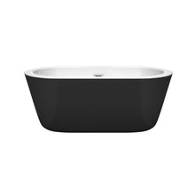 Load image into Gallery viewer, Wyndham Collection Bathtub Wyndham Collection WCOBT100360BK Mermaid 60 Inch Freestanding Bathtub in Black with White Interior with Polished Chrome Drain and Overflow Trim
