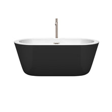 Load image into Gallery viewer, Wyndham Collection Bathtub Wyndham Collection WCOBT100360BKATP11BN Mermaid 60 Inch Freestanding Bathtub in Black with White Interior with Floor Mounted Faucet, Drain and Overflow Trim in Brushed Nickel