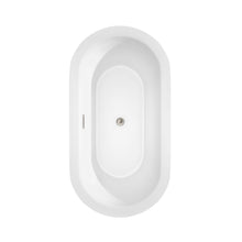 Load image into Gallery viewer, Wyndham Collection Bathtub Wyndham Collection WCOBT100360BKBNTRIM Mermaid 60 Inch Freestanding Bathtub in Black with White Interior with Brushed Nickel Drain and Overflow Trim