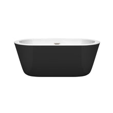 Load image into Gallery viewer, Wyndham Collection Bathtub Wyndham Collection WCOBT100360BKBNTRIM Mermaid 60 Inch Freestanding Bathtub in Black with White Interior with Brushed Nickel Drain and Overflow Trim