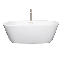 Load image into Gallery viewer, Wyndham Collection Bathtub Wyndham Collection WCOBT100367ATP11BN Mermaid 67 Inch Freestanding Bathtub in White with Floor Mounted Faucet, Drain and Overflow Trim in Brushed Nickel