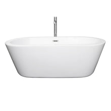 Load image into Gallery viewer, Wyndham Collection Bathtub Wyndham Collection WCOBT100367ATP11PC Mermaid 67 Inch Freestanding Bathtub in White with Floor Mounted Faucet, Drain and Overflow Trim in Polished Chrome