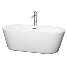 Load image into Gallery viewer, Wyndham Collection Bathtub Wyndham Collection WCOBT100367ATP11PC Mermaid 67 Inch Freestanding Bathtub in White with Floor Mounted Faucet, Drain and Overflow Trim in Polished Chrome