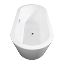Load image into Gallery viewer, Wyndham Collection Bathtub Wyndham Collection WCOBT100367ATP11PC Mermaid 67 Inch Freestanding Bathtub in White with Floor Mounted Faucet, Drain and Overflow Trim in Polished Chrome