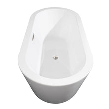 Load image into Gallery viewer, Wyndham Collection Bathtub Wyndham Collection WCOBT100367BNTRIM Mermaid 67 Inch Freestanding Bathtub in White with Brushed Nickel Drain and Overflow Trim