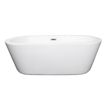 Load image into Gallery viewer, Wyndham Collection Bathtub Wyndham Collection WCOBT100367BNTRIM Mermaid 67 Inch Freestanding Bathtub in White with Brushed Nickel Drain and Overflow Trim