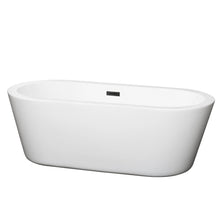 Load image into Gallery viewer, Wyndham Collection Bathtub Wyndham Collection WCOBT100367MBTRIM Mermaid 67 Inch Freestanding Bathtub in White with Matte Black Drain and Overflow Trim