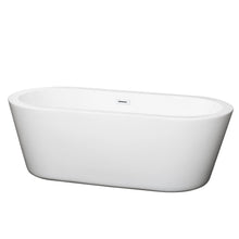 Load image into Gallery viewer, Wyndham Collection Bathtub Wyndham Collection WCOBT100367SWTRIM Mermaid 67 Inch Freestanding Bathtub in White with Shiny White Drain and Overflow Trim
