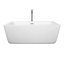 Load image into Gallery viewer, Wyndham Collection Bathtub Wyndham Collection WCOBT100559ATP11PC Laura 59 Inch Freestanding Bathtub in White with Floor Mounted Faucet, Drain and Overflow Trim in Polished Chrome
