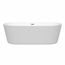 Load image into Gallery viewer, Wyndham Collection Bathtub Wyndham Collection WCOBT101271BNTRIM Carissa 71 Inch Freestanding Bathtub in White with Brushed Nickel Drain and Overflow Trim