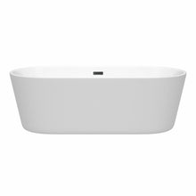 Load image into Gallery viewer, Wyndham Collection Bathtub Wyndham Collection WCOBT101271MBTRIM Carissa 71 Inch Freestanding Bathtub in White with Matte Black Drain and Overflow Trim