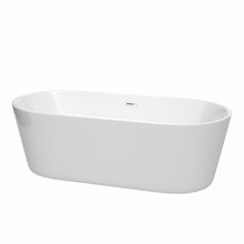 Load image into Gallery viewer, Wyndham Collection Bathtub Wyndham Collection WCOBT101271SWTRIM Carissa 71 Inch Freestanding Bathtub in White with Shiny White Drain and Overflow Trim