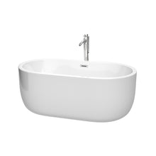 Load image into Gallery viewer, Wyndham Collection Bathtub Wyndham Collection WCOBT101360ATP11PC Juliette 60 Inch Freestanding Bathtub in White with Floor Mounted Faucet, Drain and Overflow Trim in Polished Chrome