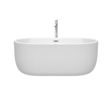Load image into Gallery viewer, Wyndham Collection Bathtub Wyndham Collection WCOBT101360ATP11PC Juliette 60 Inch Freestanding Bathtub in White with Floor Mounted Faucet, Drain and Overflow Trim in Polished Chrome