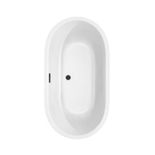 Load image into Gallery viewer, Wyndham Collection Bathtub Wyndham Collection WCOBT101360MBTRIM Juliette 60 Inch Freestanding Bathtub in White with Matte Black Drain and Overflow Trim