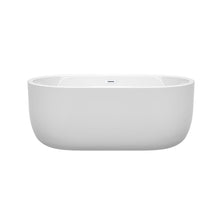 Load image into Gallery viewer, Wyndham Collection Bathtub Wyndham Collection WCOBT101360SWTRIM Juliette 60 Inch Freestanding Bathtub in White with Shiny White Drain and Overflow Trim