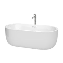 Load image into Gallery viewer, Wyndham Collection Bathtub Wyndham Collection WCOBT101367ATP11PC Juliette 67 Inch Freestanding Bathtub in White with Floor Mounted Faucet, Drain and Overflow Trim in Polished Chrome
