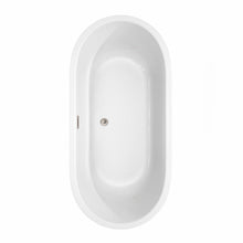 Load image into Gallery viewer, Wyndham Collection Bathtub Wyndham Collection WCOBT101367BNTRIM Juliette 67 Inch Freestanding Bathtub in White with Brushed Nickel Drain and Overflow Trim