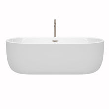 Load image into Gallery viewer, Wyndham Collection Bathtub Wyndham Collection WCOBT101371ATP11BN Juliette 71 Inch Freestanding Bathtub in White with Floor Mounted Faucet, Drain and Overflow Trim in Brushed Nickel