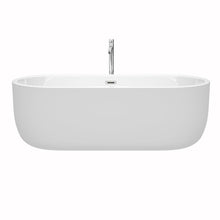 Load image into Gallery viewer, Wyndham Collection Bathtub Wyndham Collection WCOBT101371ATP11PC Juliette 71 Inch Freestanding Bathtub in White with Floor Mounted Faucet, Drain and Overflow Trim in Polished Chrome