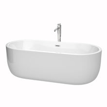 Load image into Gallery viewer, Wyndham Collection Bathtub Wyndham Collection WCOBT101371ATP11PC Juliette 71 Inch Freestanding Bathtub in White with Floor Mounted Faucet, Drain and Overflow Trim in Polished Chrome