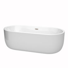 Load image into Gallery viewer, Wyndham Collection Bathtub Wyndham Collection WCOBT101371BNTRIM Juliette 71 Inch Freestanding Bathtub in White with Brushed Nickel Drain and Overflow Trim