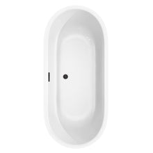 Load image into Gallery viewer, Wyndham Collection Bathtub Wyndham Collection WCOBT101371MBTRIM Juliette 71 Inch Freestanding Bathtub in White with Matte Black Drain and Overflow Trim