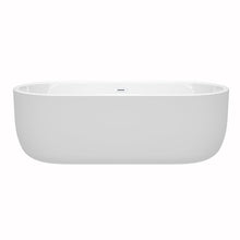 Load image into Gallery viewer, Wyndham Collection Bathtub Wyndham Collection WCOBT101371SWTRIM Juliette 71 Inch Freestanding Bathtub in White with Shiny White Drain and Overflow Trim