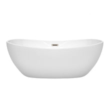 Load image into Gallery viewer, Wyndham Collection Bathtub Wyndham Collection WCOBT101465BNTRIM Rebecca 65 Inch Freestanding Bathtub in White with Brushed Nickel Drain and Overflow Trim