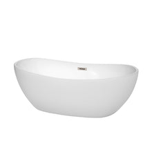 Load image into Gallery viewer, Wyndham Collection Bathtub Wyndham Collection WCOBT101465BNTRIM Rebecca 65 Inch Freestanding Bathtub in White with Brushed Nickel Drain and Overflow Trim