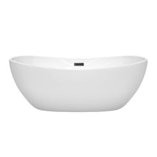 Load image into Gallery viewer, Wyndham Collection Bathtub Wyndham Collection WCOBT101465MBTRIM Rebecca 65 Inch Freestanding Bathtub in White with Matte Black Drain and Overflow Trim