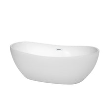 Load image into Gallery viewer, Wyndham Collection Bathtub Wyndham Collection WCOBT101465SWTRIM Rebecca 65 Inch Freestanding Bathtub in White with Shiny White Drain and Overflow Trim