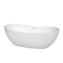 Load image into Gallery viewer, Wyndham Collection Bathtub Wyndham Collection WCOBT101470SWTRIM Rebecca 70 Inch Freestanding Bathtub in White with Shiny White Drain and Overflow Trim