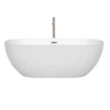 Load image into Gallery viewer, Wyndham Collection Bathtub Wyndham Collection WCOBT200067ATP11BN Brooklyn 67 Inch Freestanding Bathtub in White with Floor Mounted Faucet, Drain and Overflow Trim in Brushed Nickel