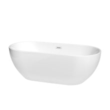 Load image into Gallery viewer, Wyndham Collection Bathtub Wyndham Collection WCOBT200067SWTRIM Brooklyn 67 Inch Freestanding Bathtub in White with Shiny White Drain and Overflow Trim